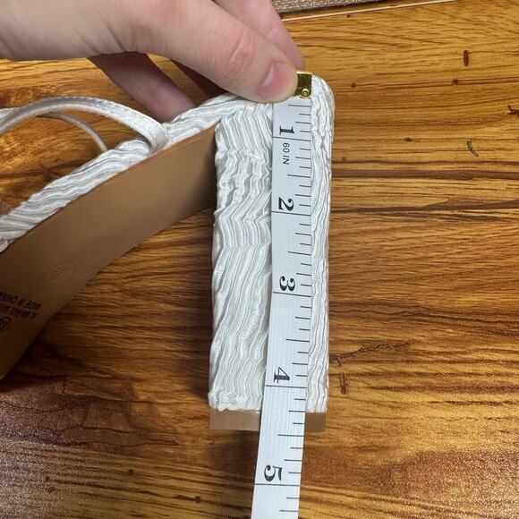 Lulus Platform Heel Women Size 8.5 Lilsa White Bow Platform Ankle Strap Bride - Picture 6 of 9